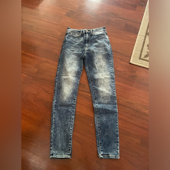 Levis Denizen Ultra High Rise Ankle Jeggings med wash blue jeans sz 5 distressed - Picture 3 of 15